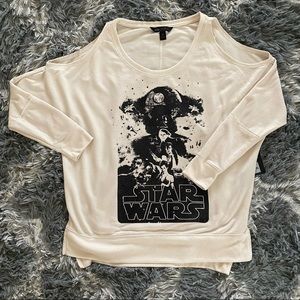 NWT Rock & Republic Star Wars Peekaboo Shoulder Sweatshirt Top Size XS